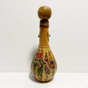 Vintage Leather Covered  Decanter With World Map Father’s Day Gift